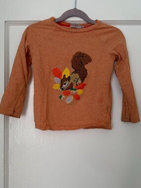 Cath Kidston girls squirrel orange top in size 3-4 year